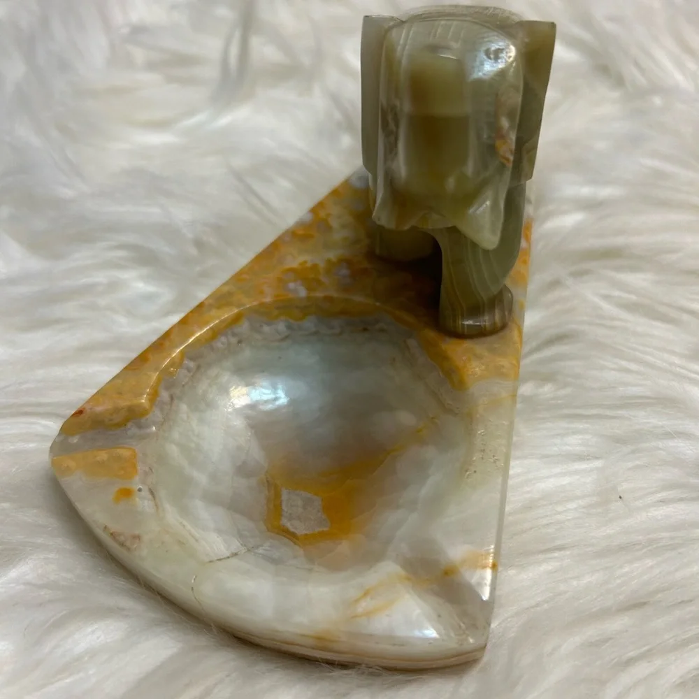 vintage onyx elephant dish ashtray trinket soap holder